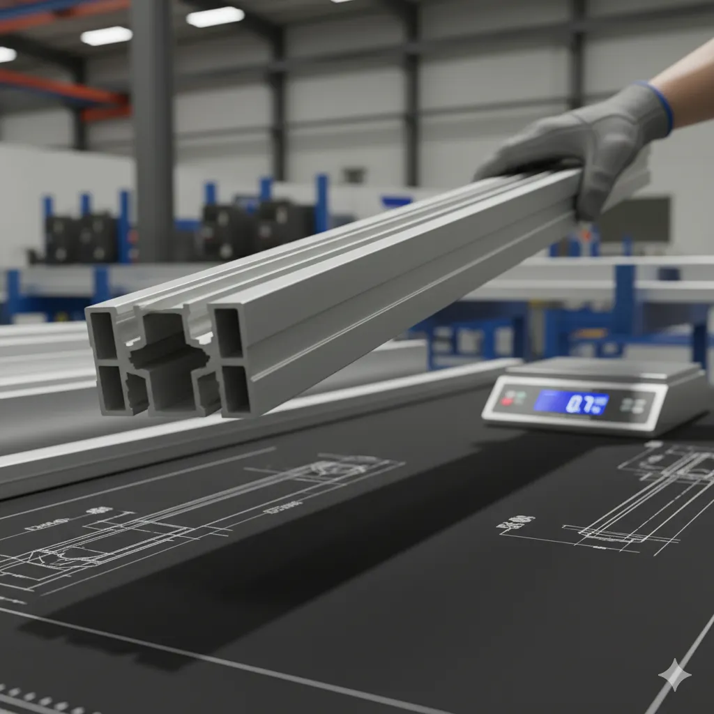 Aluminium extrusion profile showing its strength and lightweight properties.